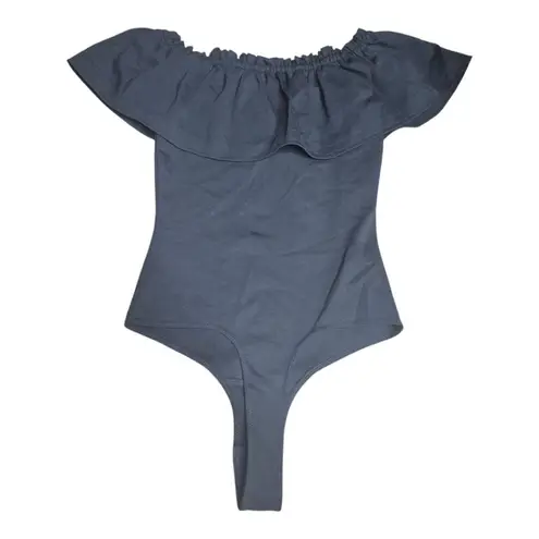 BCBGMAXAZRIA Black Ruffle Off Shoulder The Bodysuit Size XXS