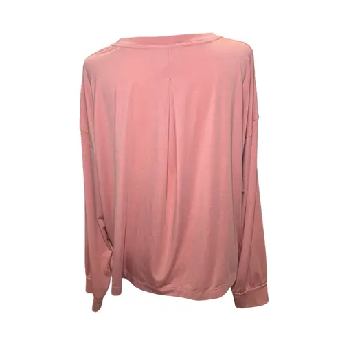 Athleta Elemental Long Sleeve Conch Pink Top XL Pleated Flowy Athleisure