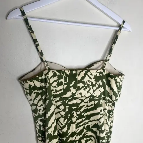 Donna Ricco New York Green & Beige Pattern Bodycon Formal Y2k Dress Size 6