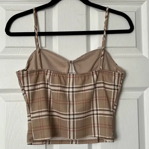 Timing  Plaid Bustier Cropped Cami Top - Size M