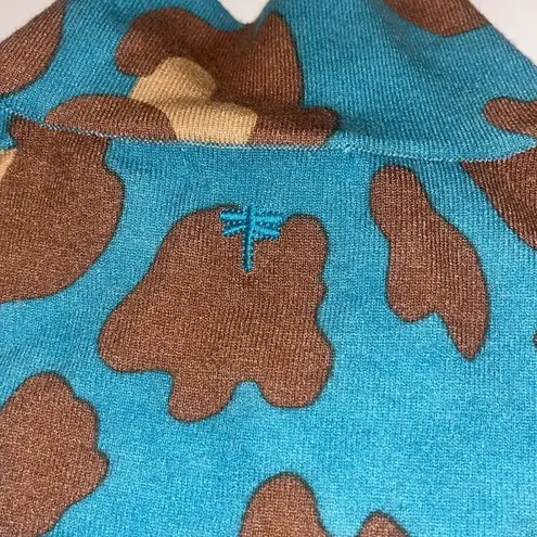 Tyler Boe M Blue Brown Multi Pattern Animal Mock Tunic Long Sleeve Top SOLD OUT Size M