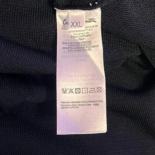 XXL Cecilia Benetti Elegant Women's 3/4 Sleeve Black Blouse Work Attire