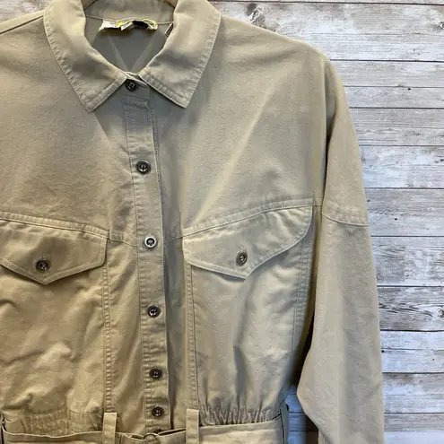 Vintage Together Clothing Co Womens 10M Dress 1980s Cotton Safari Khaki Belt Tan Size 10