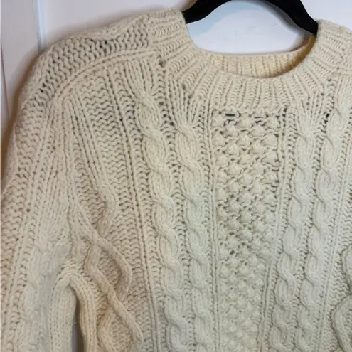 The Limited  Cream Chunky Cable Knit Wool Sweater