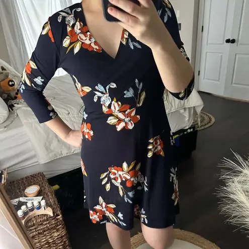 Leota Stitch Fix Women’s Extra Small Faux Wrap Dress Jersey Reye Navy Floral NWT