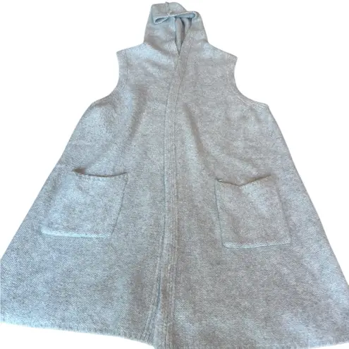 Adrienne Vittadini Woman Hooded Knit Vest 1X Gray Longline Open Front Pockets