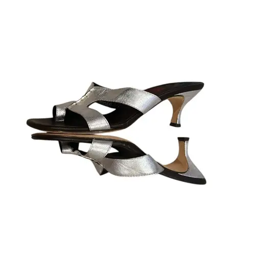 DONALD PLINER VONNA2 SILVER GRAY METALLIC KITTEN SANDAL SHOES 10