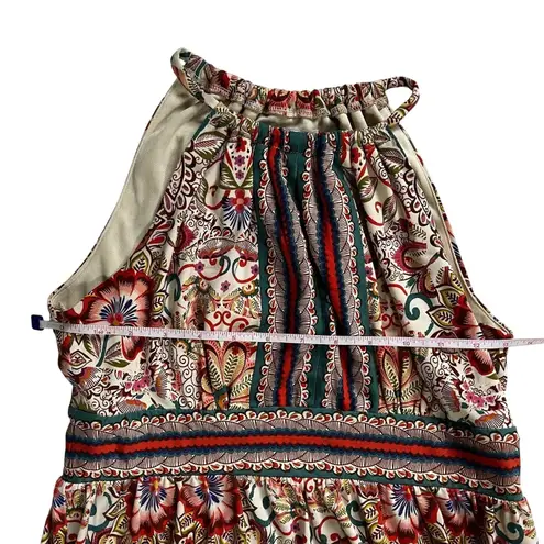 London Times Mini Dress Sz4P Multicolor Printed Keyhole Neck Elegant Casual