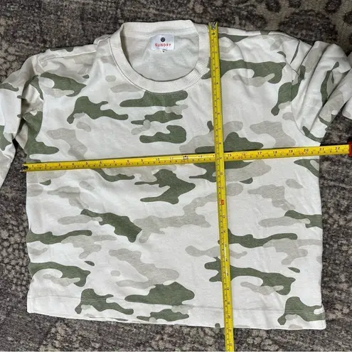 Sundry Women’s Size 0 XS Beige Cream Green Tan Camo Boxy Long Sleeve Sweatshirt