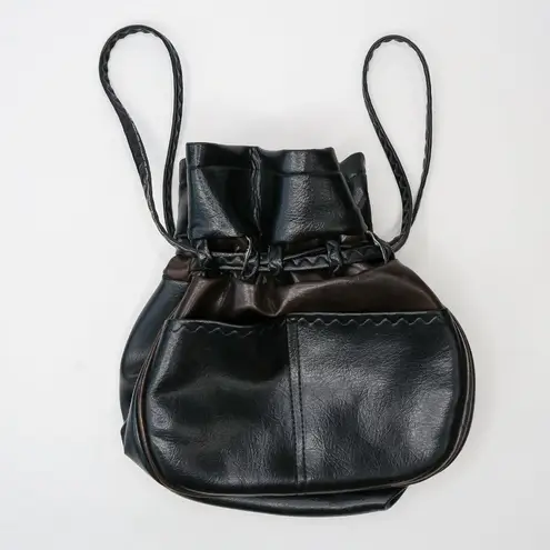 Vintage 80s Dig Bag Drawstring Bucket Bag Black