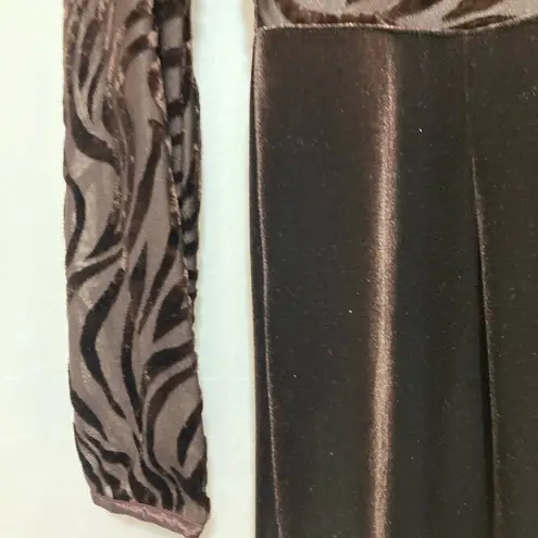 Vintage! Velvet Brown Sheer Zebra Stripe Print Bandeau Long Sleeves Jumpsuit