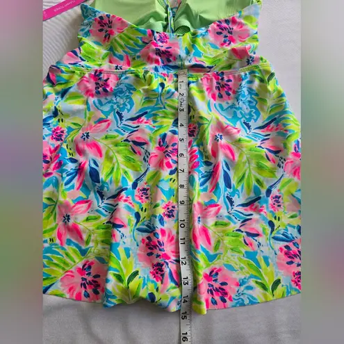 Stella Parker Women's Hem Wrap Swim Dress Tummy Toner Multi Waterlilly Size XL Pink