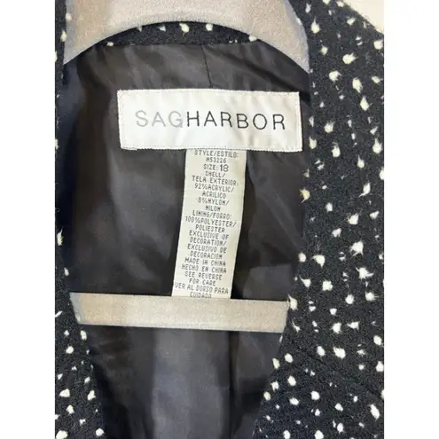 Women's SAG HARBOR Blazer Plus Size 18 Black White Polka Dot