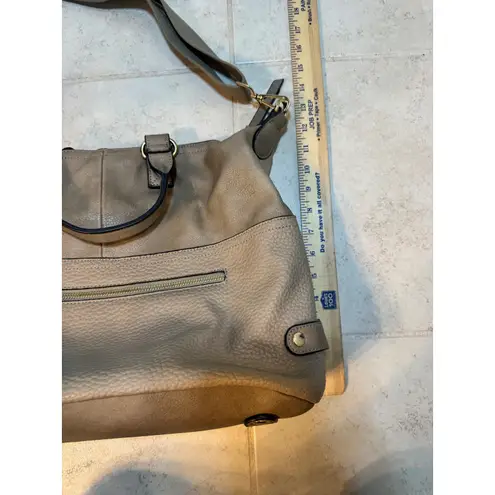 Moda Luxe Taupe Convertible Satchel Crossbody Bag Gold Hardware - Image 8