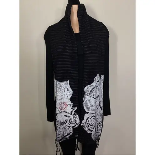 Lauren Moshi New. black floral stripe scarf. Retails $169