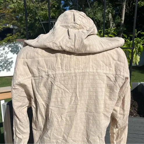 prAna Women’s 100% Organic Cotton Beige Farin Ribbed Hooded Pullover Size M