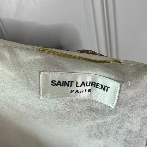 Saint Laurent mini floral one shoulder silk dress size 4 women’s