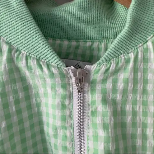 Lavon Vintage 80s Gingham Full Zip Jacket Shoulder Pads windbreaker pockets L