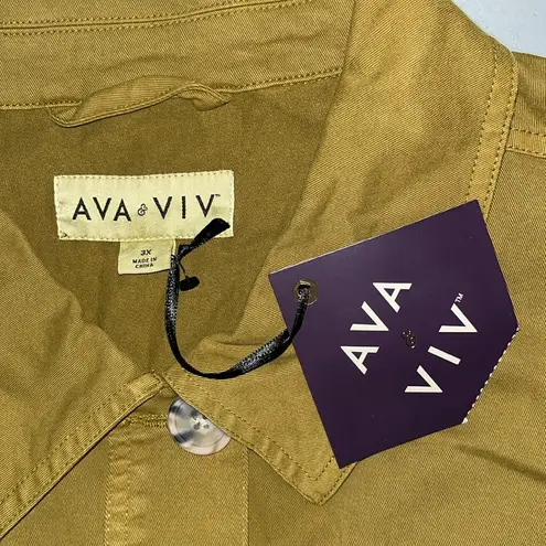 Ava & Viv  NWT Size 3X Green Button Front Shirt Jacket - Shacket