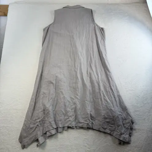 For Cynthia  Sz S Shirt Dress Linen Blend Shark Bite Hem Ruched Pockets Lagenlook