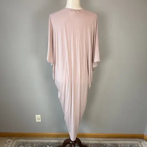 Barefoot Dreams Luxe Milk Jersey Womens Caftan Dress OS One Size Faded Rose Pink