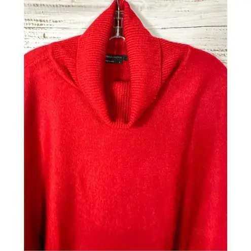 BCBGMAXAZRIA  Women's Acrylic Long Sleeve Ribbed Turtleneck Sweater Red Large