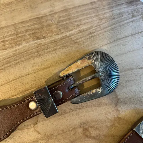 Leegin 1990 USA Brown Genuine Leather Animal Studded Western Belt Size Small