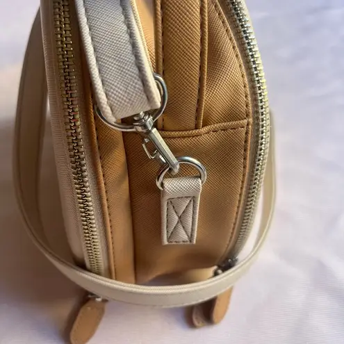 Cream and Tan Crossbody Bag with Structured Design