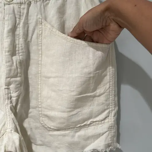 Free People  Revolve Tomboy Linen Shorts Size S Color is Cream Oversized thumbnail 5