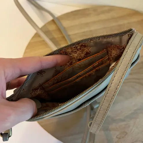 HOBO Amble Light Ash Gray Genuine Leather Mini Wallet Crossbody Bag