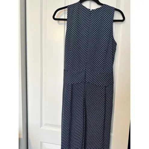 Long Tall Sally navy and white sleeveless pant romper US 8 39" inseam Blue