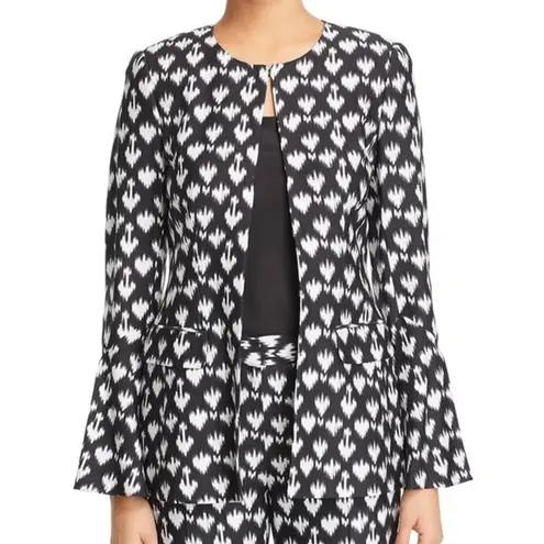 Le Gali Jacket Womens Small Black White Geometric Divya Bell Lightweight Blazer