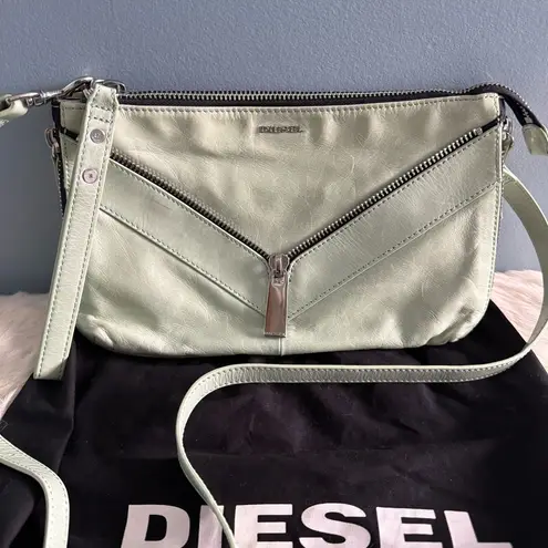 Diesel Green Leather Envelope Crossbody Bag