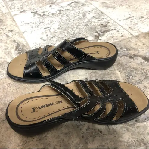 NIB ROMIKA IBIZA SLIDES WOMENS LEATHER UPPER SANDAL Black Size undefined