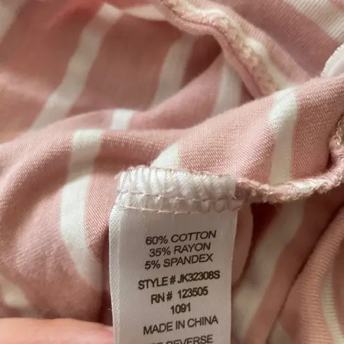 Heart & Hips Pink White Striped Crop Tie Tank Top Cotton Stretch Crew Shirt S