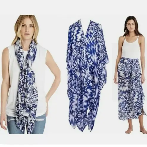 Michael Stars Blue & White Ruana Scarf Sarong NIP