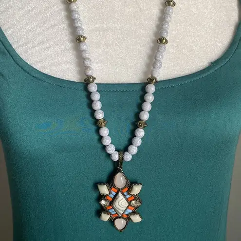 Sugarfix  Fashion Long Bead Statement Pendant Geometric Boho Necklace