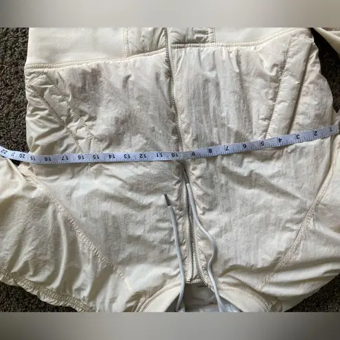 No Comment Cream Bomber Jacket with Quilted Design and High Collar