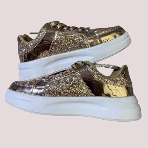 NWT Shiny Gold Glittery Low Top Sneakers
