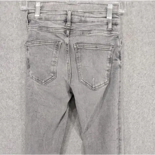 ZARA  Blk/Gry Wash Distressed Skinny Tapered Frayed Denim Jeans Women's S B25 (1)