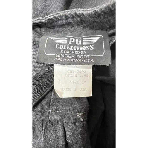 PG Collections Western Style Black Denim Dress with White Embroidery Size 10