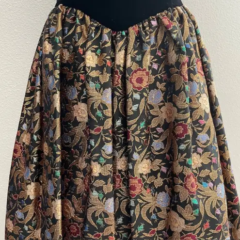 Jessica McClintock Stunning 80's Black Velvet and Brocade Tea Length Cocktail/Party/Holiday Dress