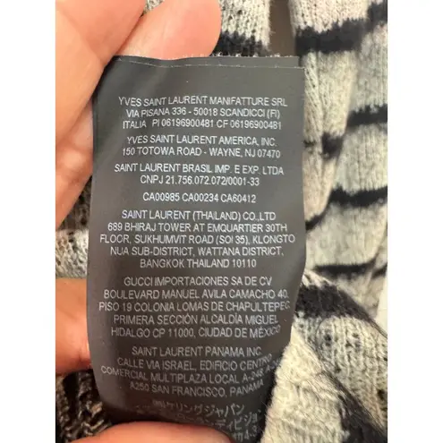 Saint Laurent Paris Unisex Wool Mohair Blend Gray Black Stripe Size Small