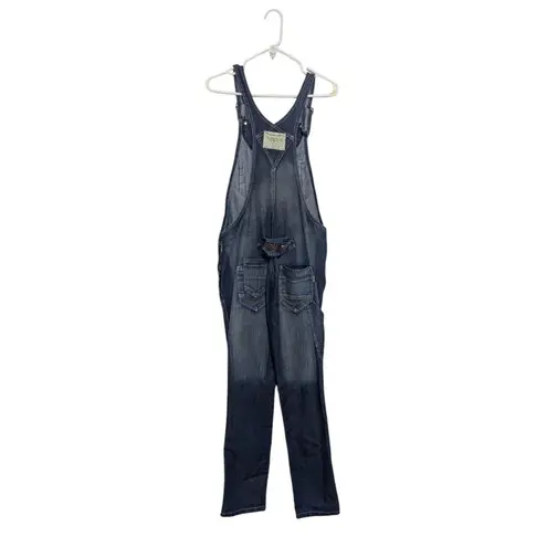 Vintage Y2K Utility Cargo Overalls Denim Brake Up Independent Jeans Womens 2 Blue