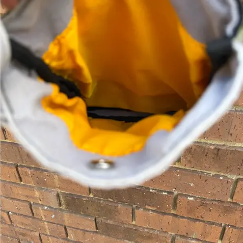 KAVU Keeper Crossbody Bag Purse Canvas Gray Southwestern Aztec Yellow Lined EUC