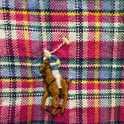 Ralph Lauren VTG  Plaid Shirt men L multicolor pony Embroidered Polo Player Logo