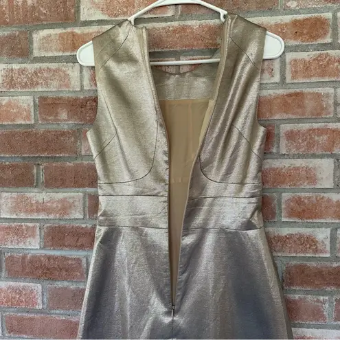 Karen Millen Metallic Champagne Gold Cocktail Dress Women’s 4 Fit Flare