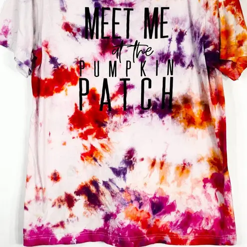 Meet Me at the Pumpkin Patch Large Tee Tie Dye Handmade Purple Orange 1317