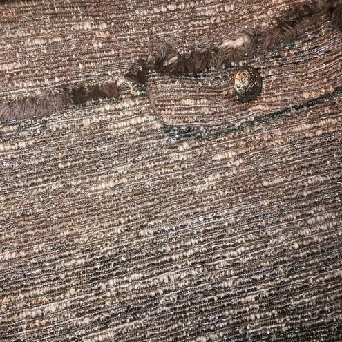 Gerard Darel  Gold and Brown Metallic Boucle Skirt Wool Blend - Size 40 (M or 8) - Image 2