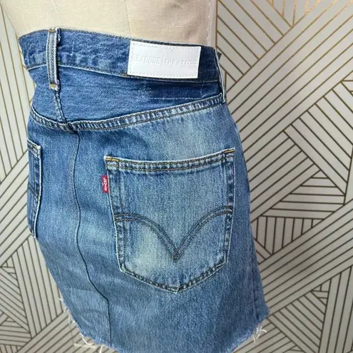 RE/DONE Attico Sculptural Folds Denim Skirt in Indigo Blue Size US 26